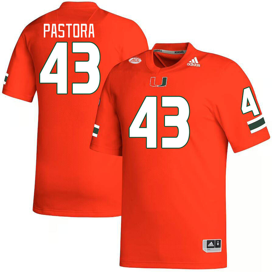 Men #43 Chris Pastora Miami Hurricanes College Football Jerseys Stitched Sale-Orange